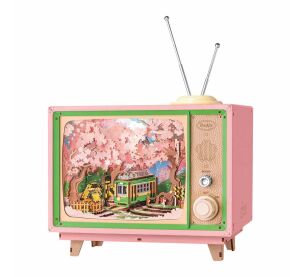 RoboTime 3D drevená skladačka hracej skrinky Prechádzka v sakurovom lese